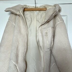 H&M white oversized fuzzy jacket